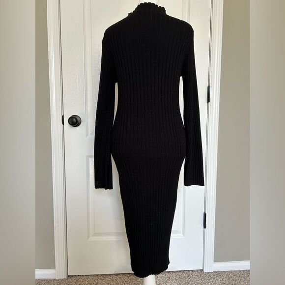 Olive & Oak Women’s Black Long Ribbed Knit Bodycon Dress Size Medium Rayon Blend - Picture 4 of 11